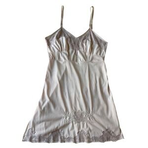 Vtg Embroidered Appliqué Lace Slip Negligée